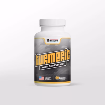 Veteran Owned Supplement Company MILLECOR Product Image for Turmeric with BioPerine Front Panel Image