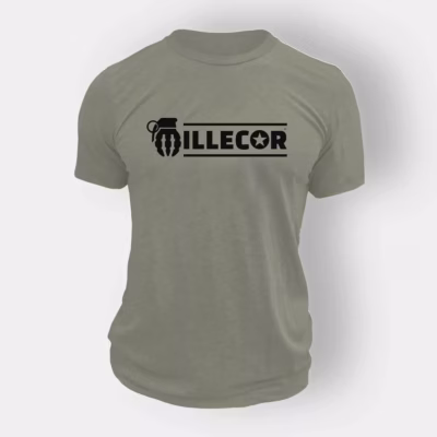 MILECOR logo tee on stone grey