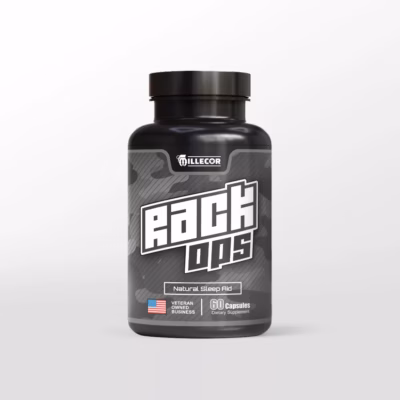 Veteran Owned Supplement Company MILLECOR Product Image for Rack Ops Natural Sleep Aid Front Panel Image