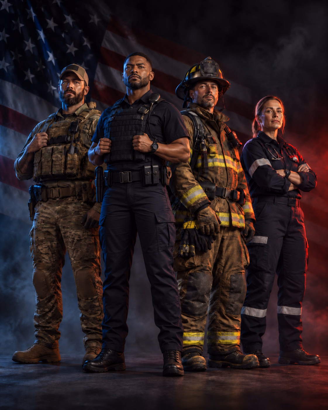 Military veterans and first responders representing the MILLECOR Hero Program